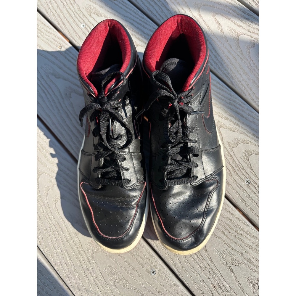 Nike Air Jordan 1 Retro Mid Black Red White Leather Mens Sneakers Shoes Size 12 - Picture 7 of 10